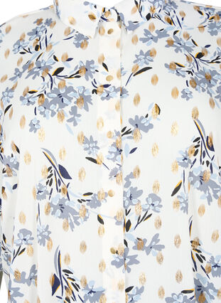 Pitkä paita kukkakuosilla, White Flower/Gold, Packshot image number 2