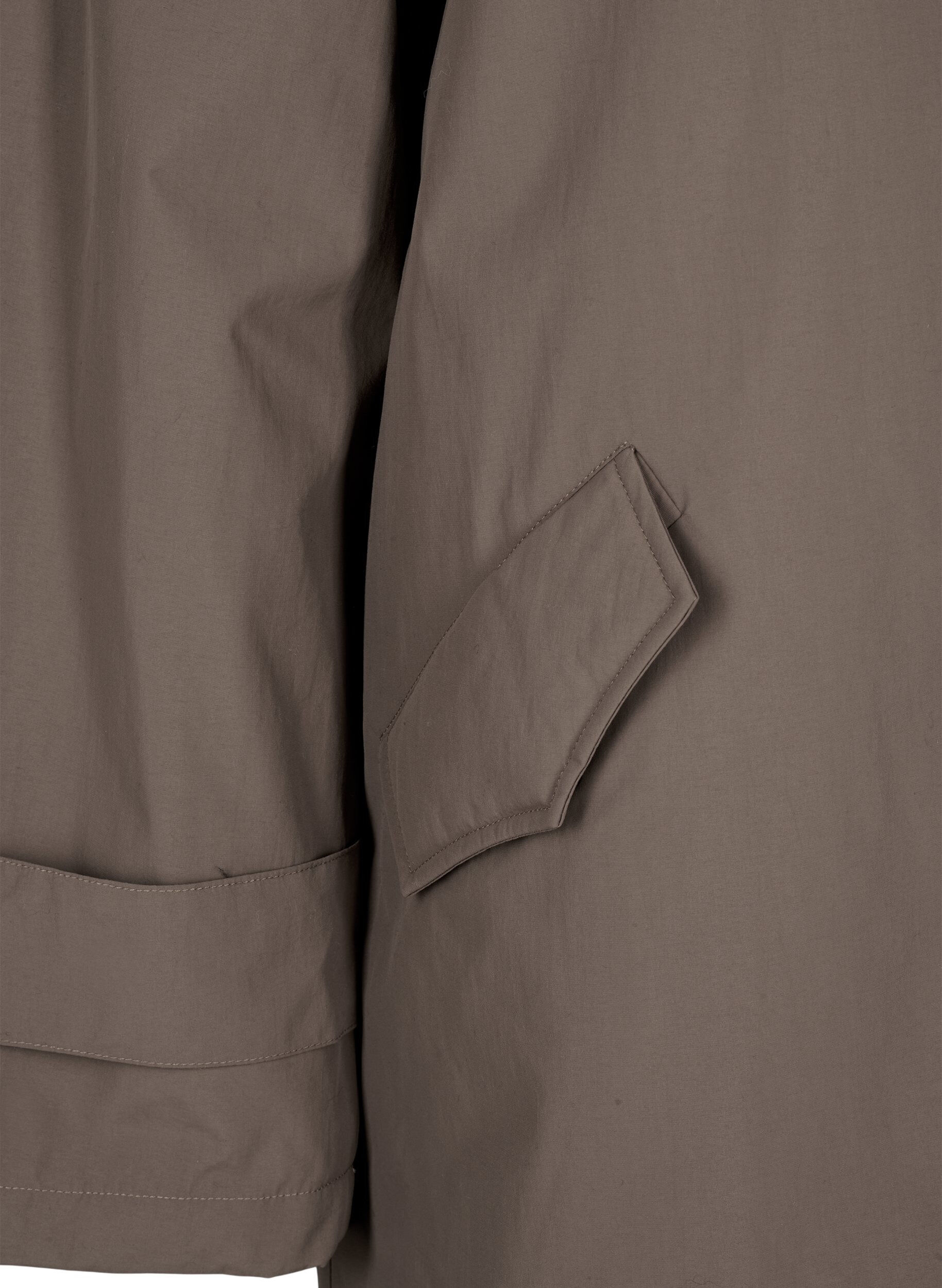 Zizzi Siirtym&auml;kauden takki, jossa on samettikaulus ja taskut, Chocolate Chip, Packshot image number 3