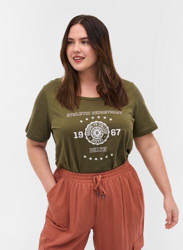Puuvillainen t-paita painatuksella, Ivy Green ATHLETIC, Model image number 0