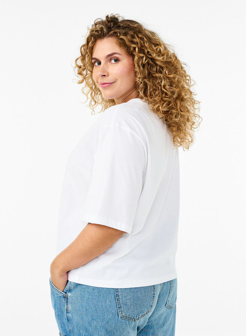 Boksi-mallinen T-paita luomupuuvillasta, Valkoinen, Model image number 2