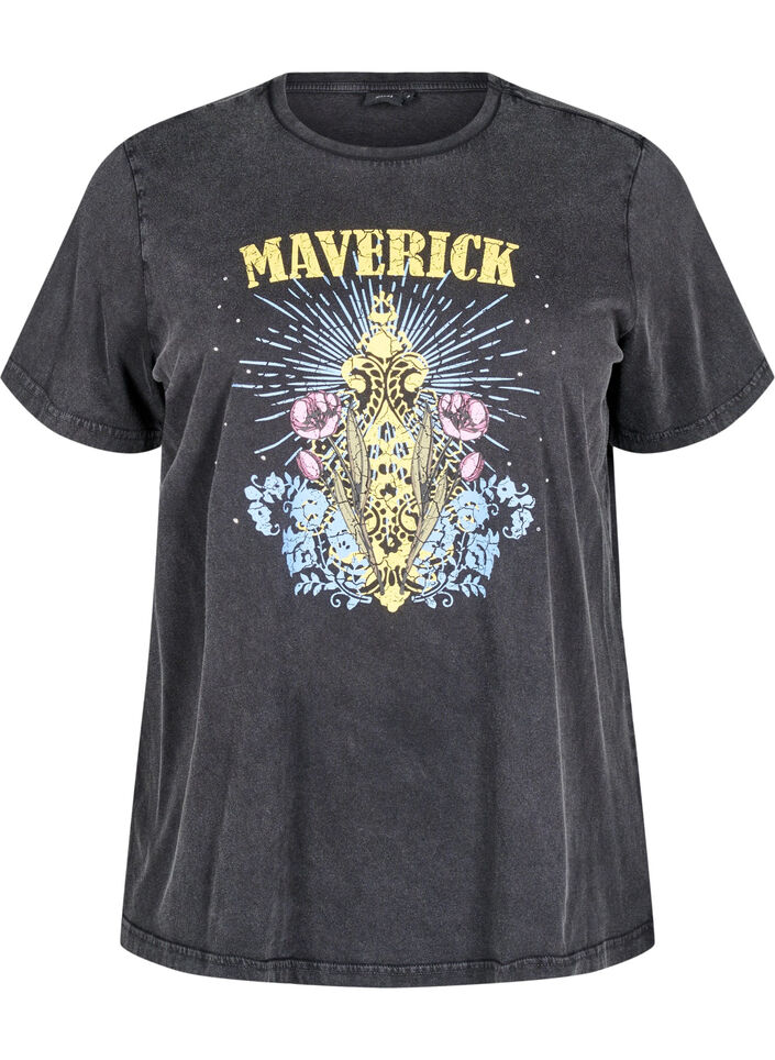 T-paita luomupuuvillasta graafisella printillä, Harmaa, Packshot image number 0