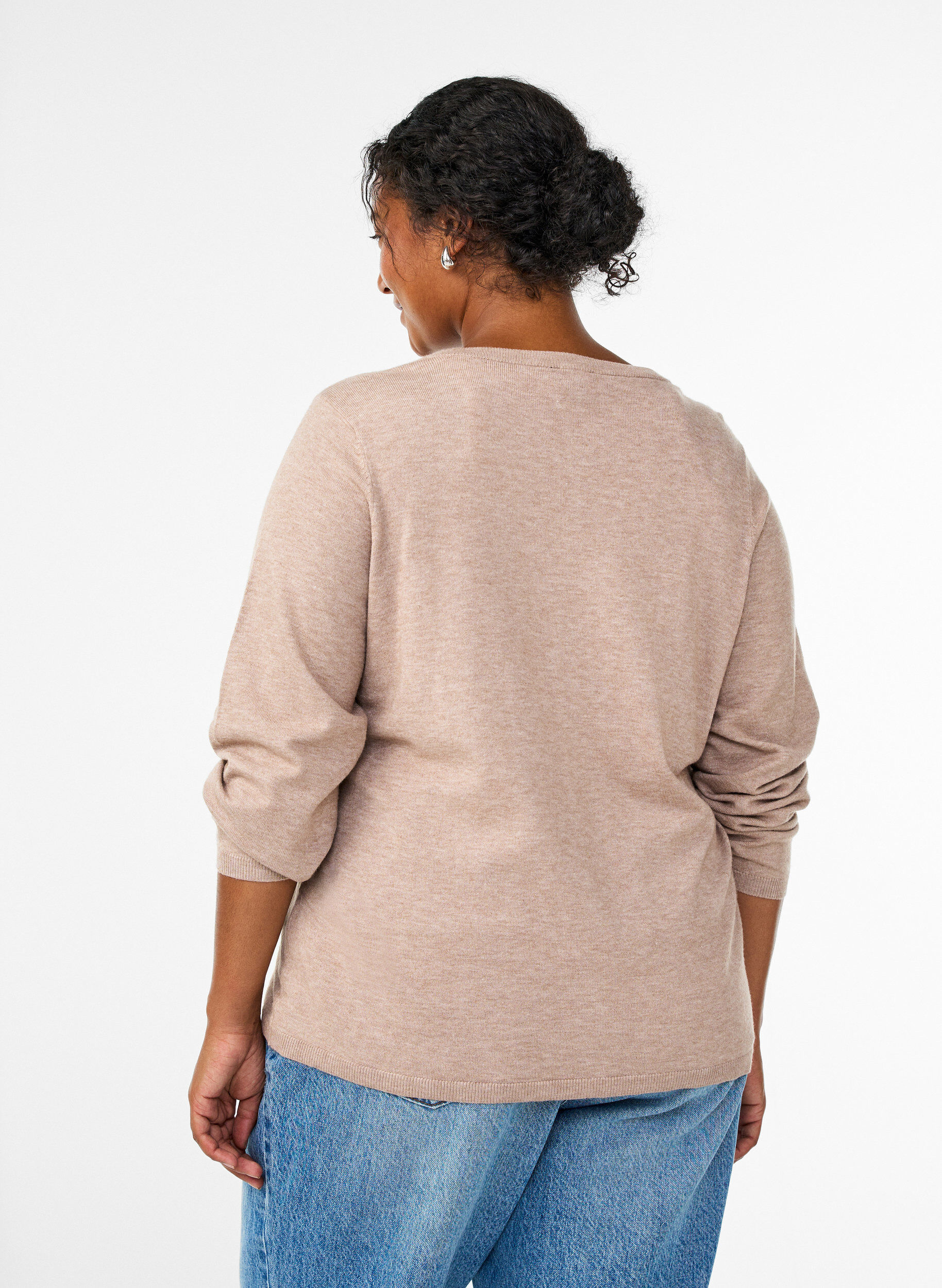 ZizziNeuletakki py&ouml;reill&auml; napeilla, Beige, Model image number 2