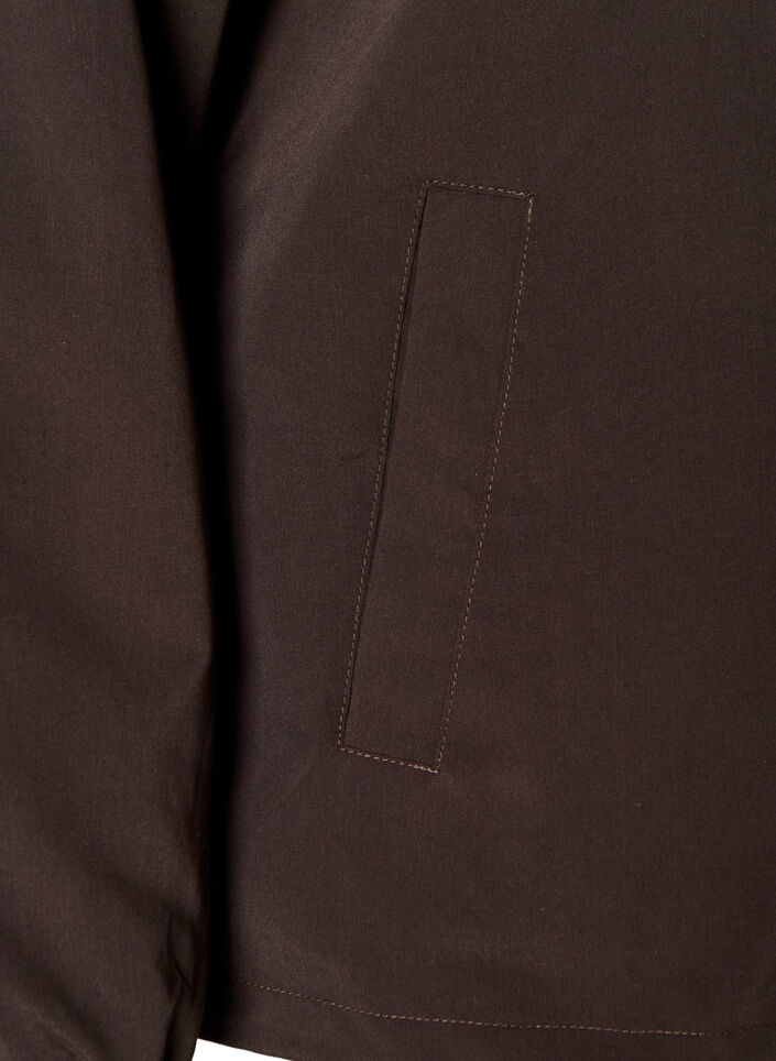 Kevyt takki hupulla ja vetoketjulla, Ruskea, Packshot image number 3