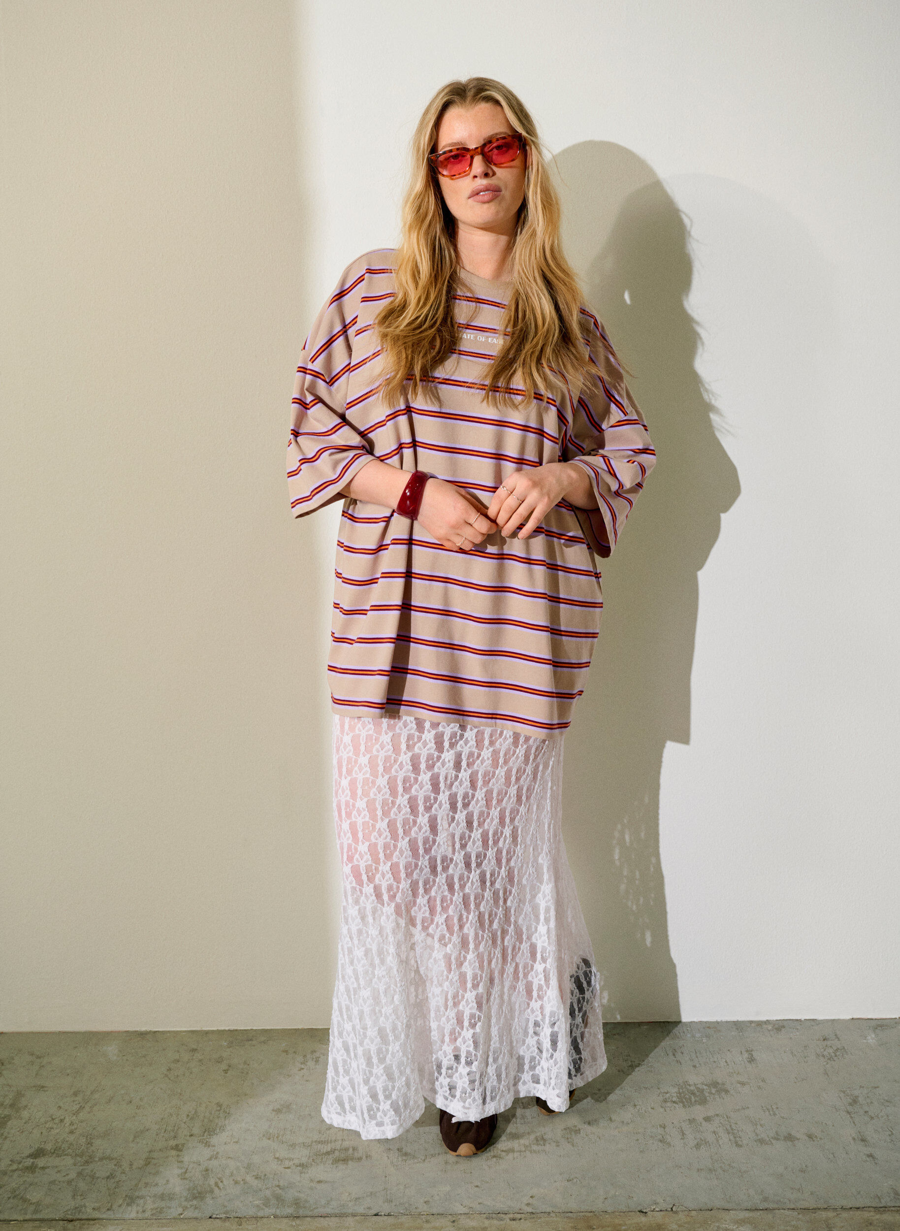 Zizzi Pitk&auml; l&auml;pikuultava pitsihame, Valkoinen, Image image number 0