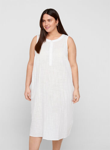 Hihaton mekko puuvillasta, White, Model image number 0