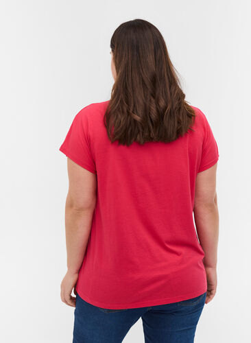 T-paita puuvillasekoitteesta, Raspberry, Model image number 1