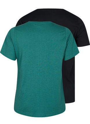 2 perus t-paitaa puuvillasta, Antique Green/Black, Packshot image number 1