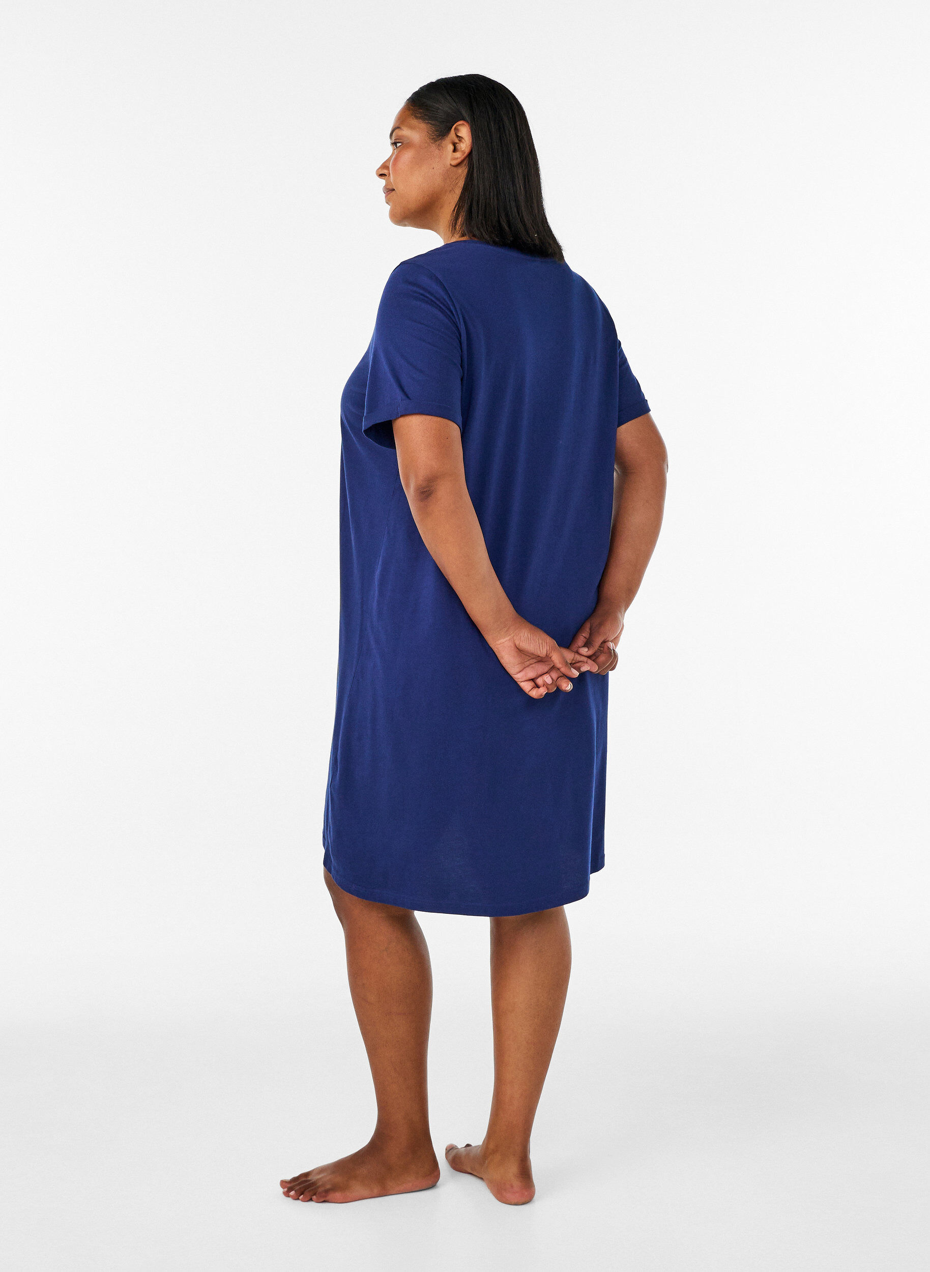 ZizziLyhythihainen y&ouml;paita luomupuuvillasta, Sininen, Model image number 2