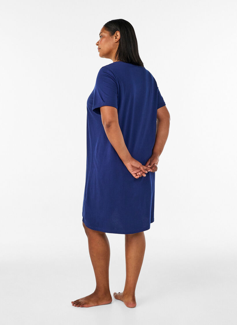 Lyhythihainen y&ouml;paita luomupuuvillasta, Sininen, Model image number 2