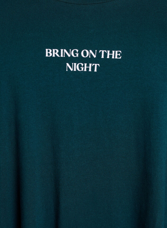 Pitkähihainen yöpaita luomupuuvillaa, Vihreä, Packshot image number 2