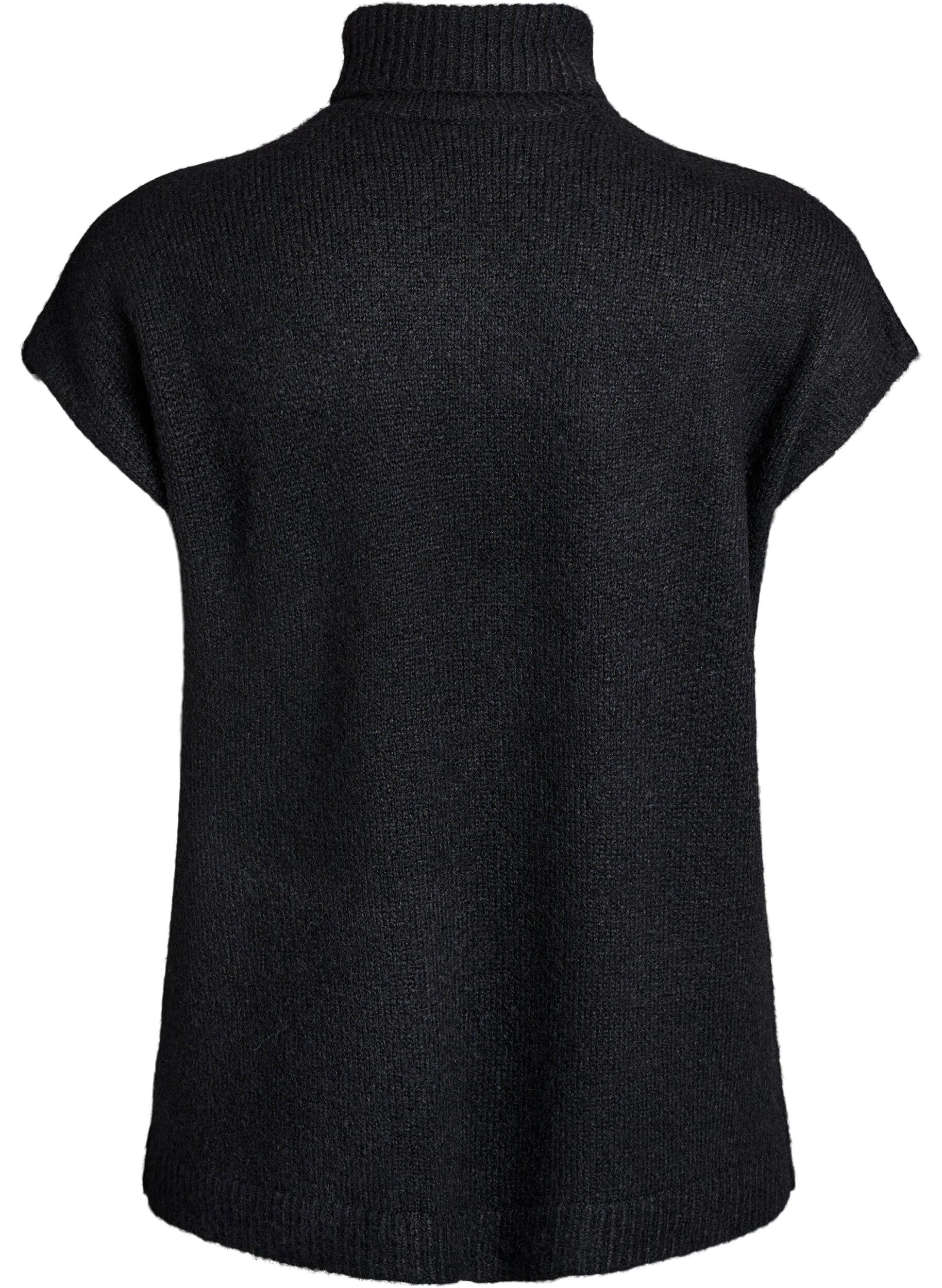 Zizzi Hihaton neuleliivi poolokauluksella, Musta, Packshot image number 1