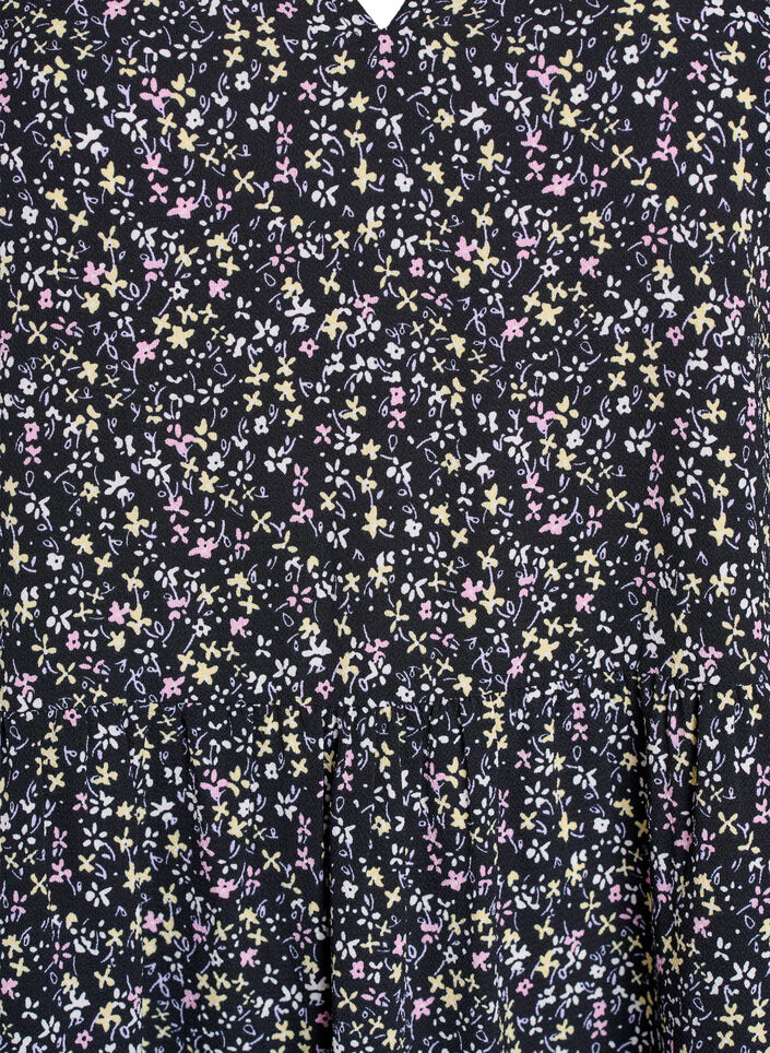 Lyhythihainen A-linjainen mekko, jossa on leikkauslinja, Musta, Packshot image number 2