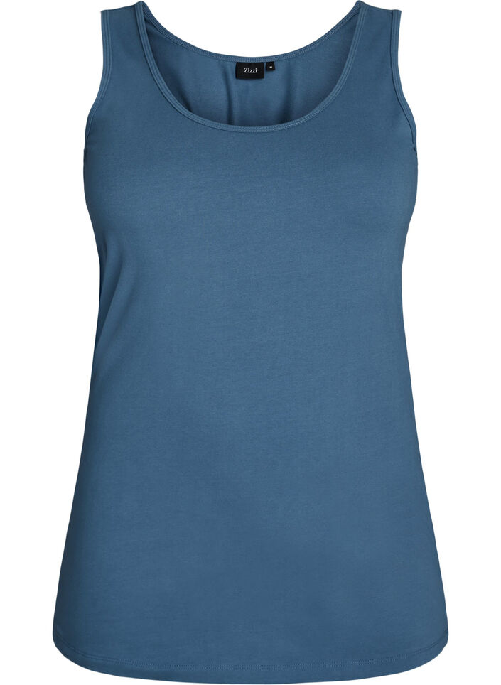 Yksiv&auml;rinen perus paita puuvillasta, Sininen, Packshot image number 0