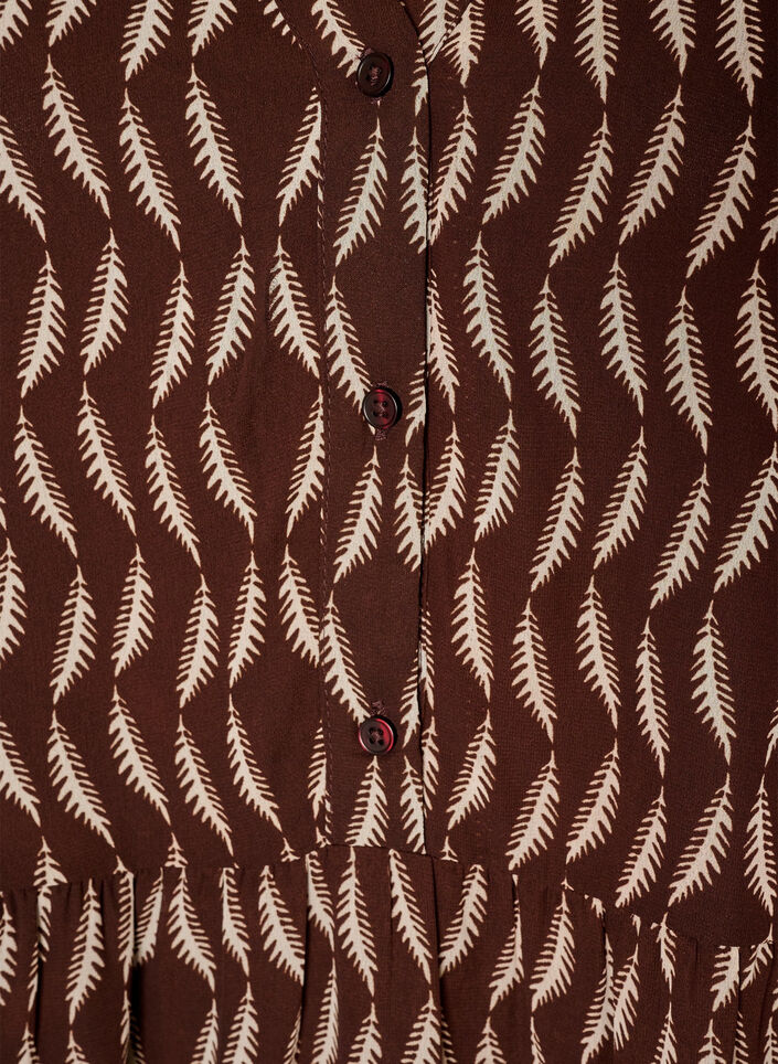 Mekko kokoprintill&auml; ja r&ouml;yhel&ouml;kerroksella, Ruskea, Packshot image number 2
