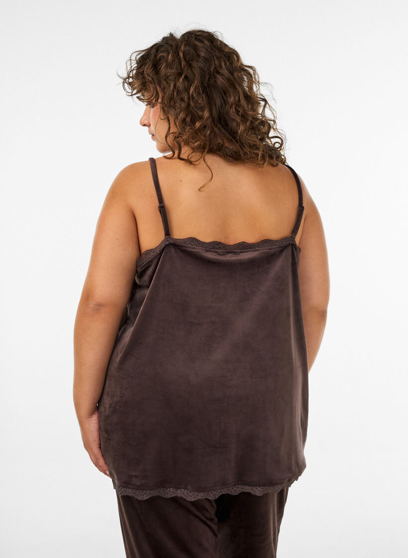 Velourpaita pitsireunuksella, Ruskea, Model image number 2