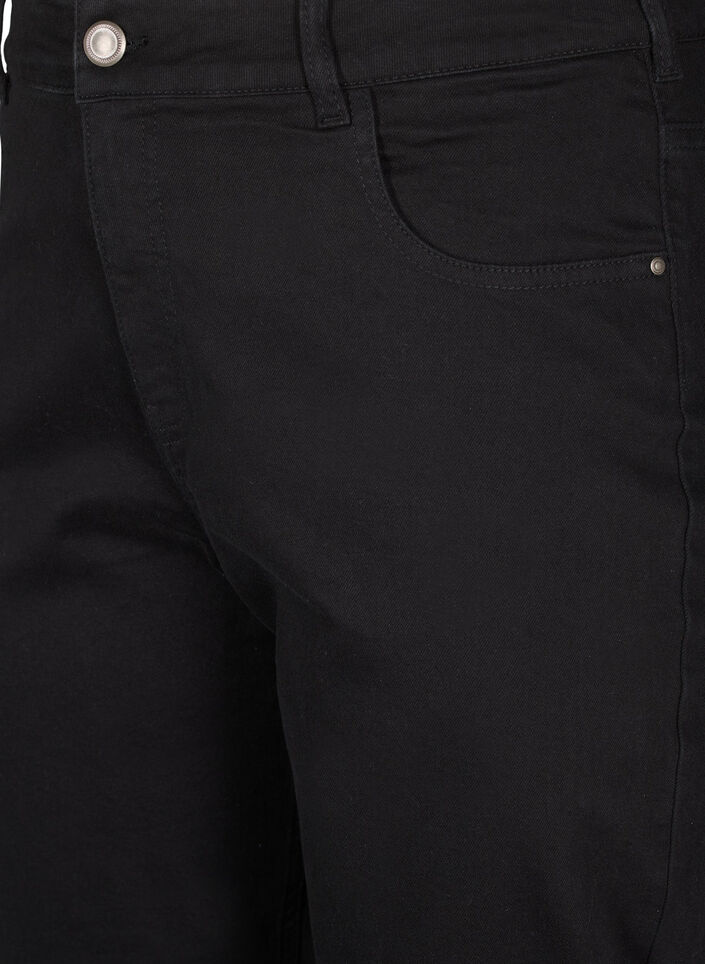 Cropped Vera -farkut, joissa on suora istuvuus, Musta, Packshot image number 2