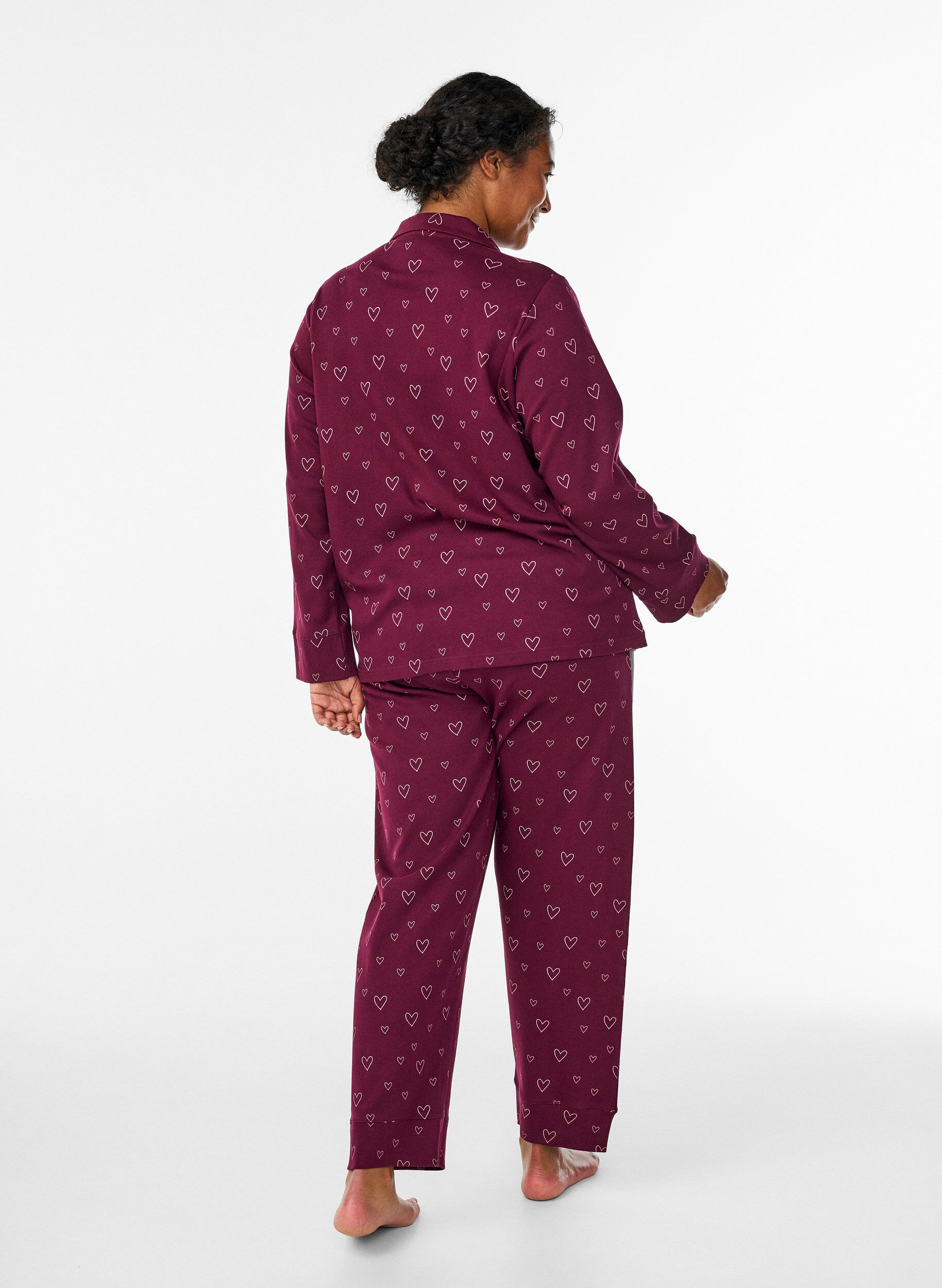 ZizziPuuvillapjama -housut korkealla vy&ouml;t&auml;r&ouml;ll&auml;, Punainen, Model image number 1