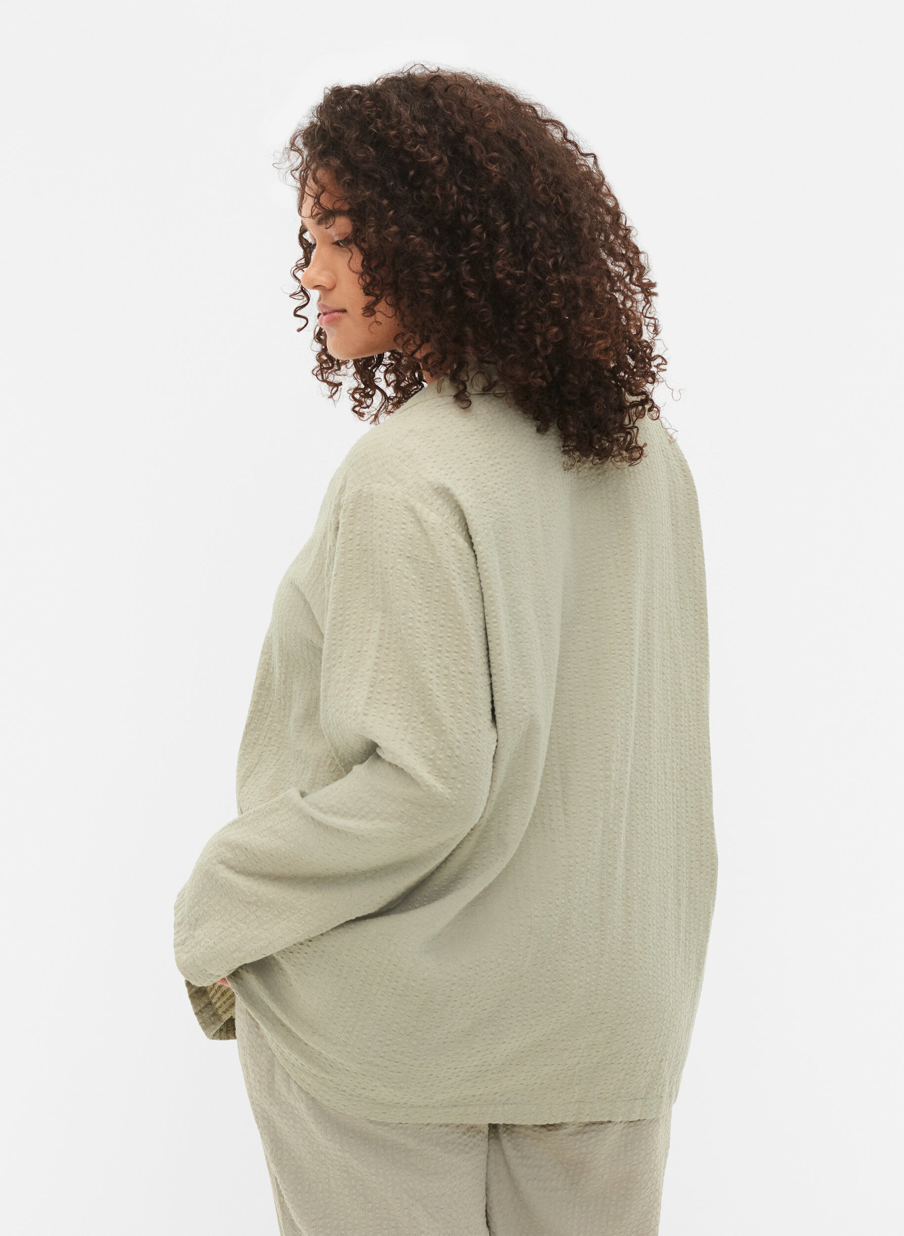 Zizzi Paita puuvillasta tekstuurilla, Seagrass , Model image number 1