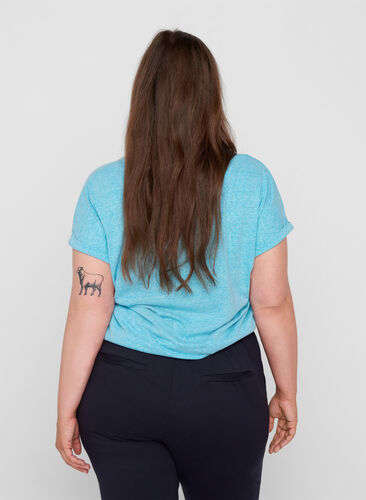 Meleerattu puuvillainen t-paita, River Blue Melange, Model image number 1