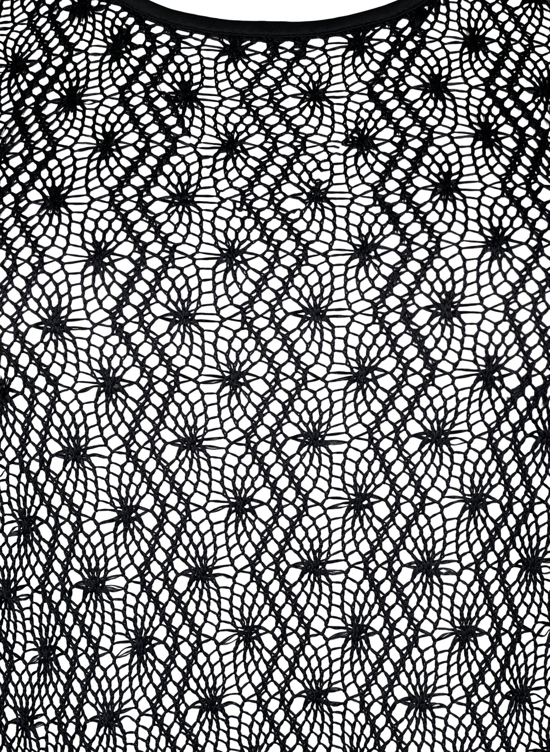 Zizzi Pitk&auml;hihainen virkattu mekko, Black, Packshot image number 2