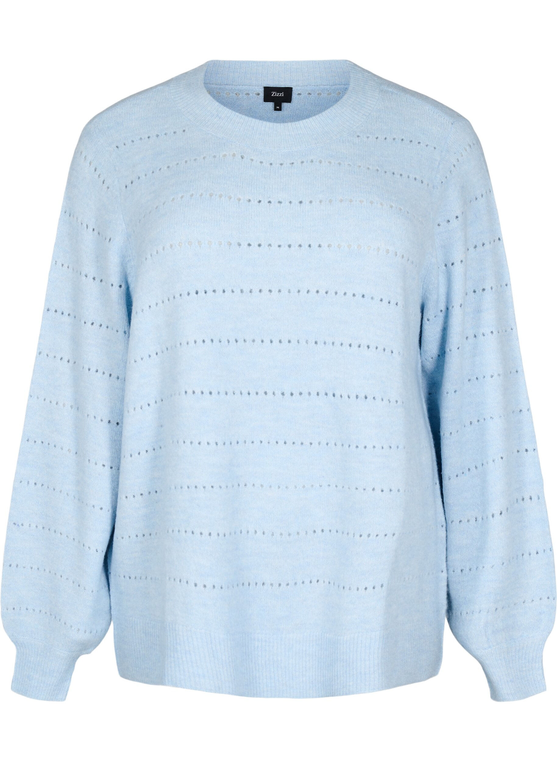 Zizzi Neulepaita py&ouml;re&auml;ll&auml; p&auml;&auml;ntiell&auml; ja pitsikuviolla, Cashmere Blue Mel., Packshot image number 0