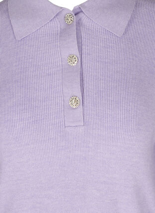 Pitkähihainen neulepusero kauluksella ja koristenapeilla , Purple Rose Mel., Packshot image number 2