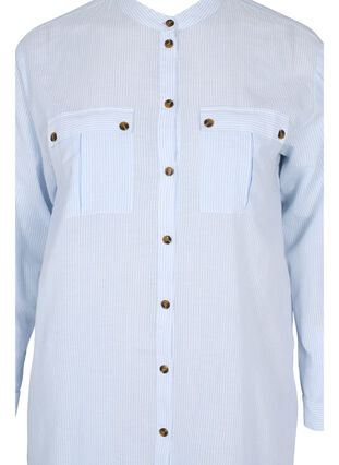 Pitkä raidallinen paitamekko puuvillasta, Blue Stripe, Packshot image number 2