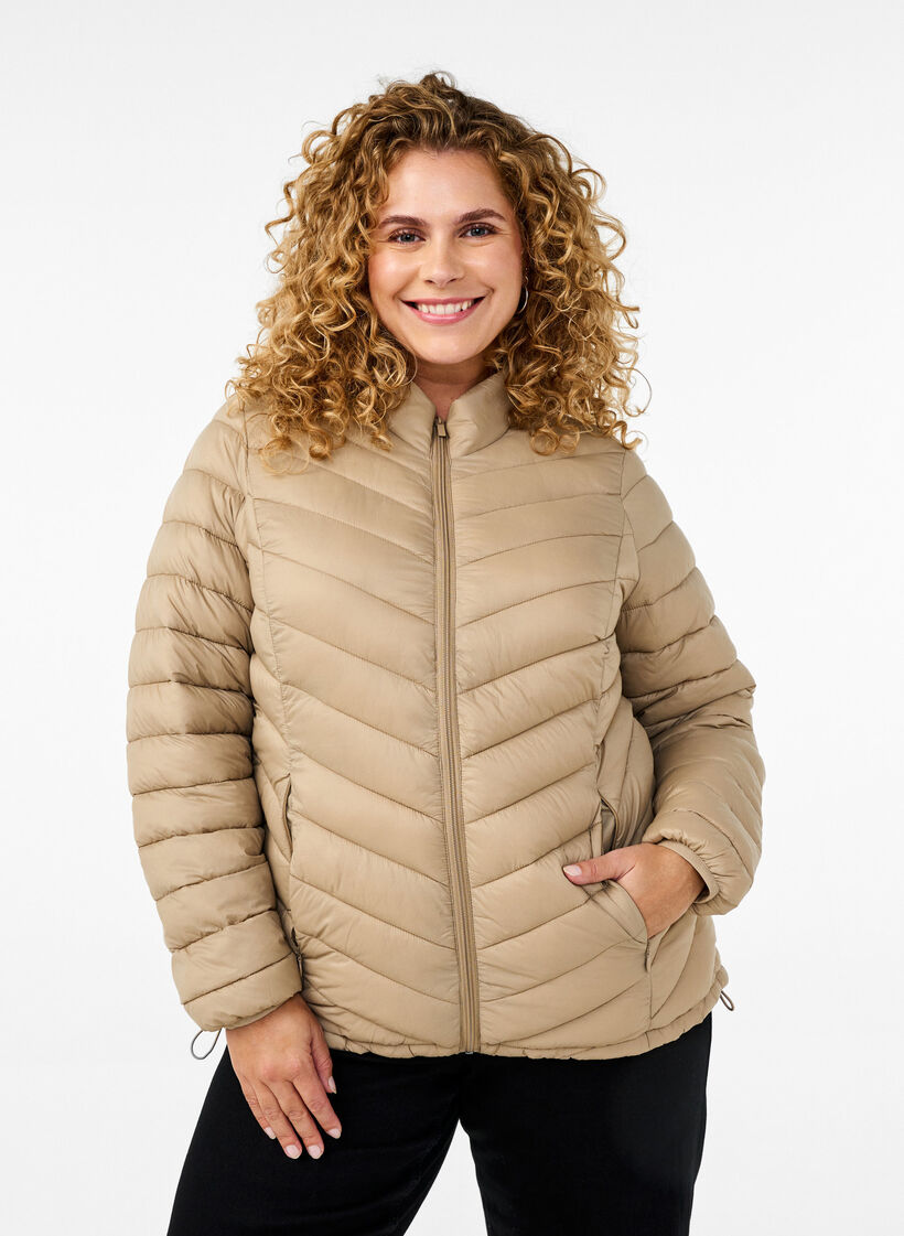 Kevyt takki taskuilla, Ruskea, Model image number 0