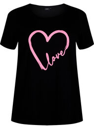 Puuvillainen T-paita painatuksella, Black W. Heart L.