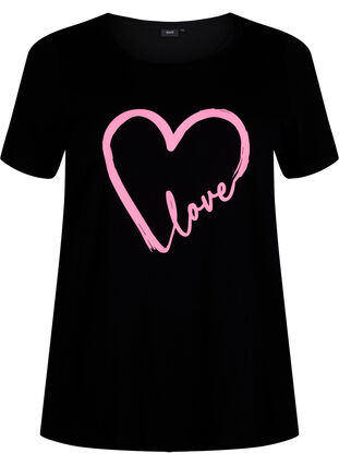 Puuvillainen T-paita painatuksella, Black W. Heart L., Packshot image number 0
