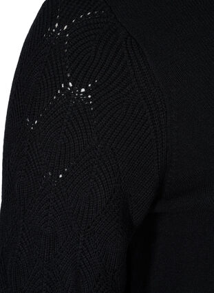 Neulepusero korkealla kauluksella ja pallohihoilla, Black, Packshot image number 3