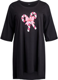 Yöpaita luomupuuvillasta jouluteemalla, Musta