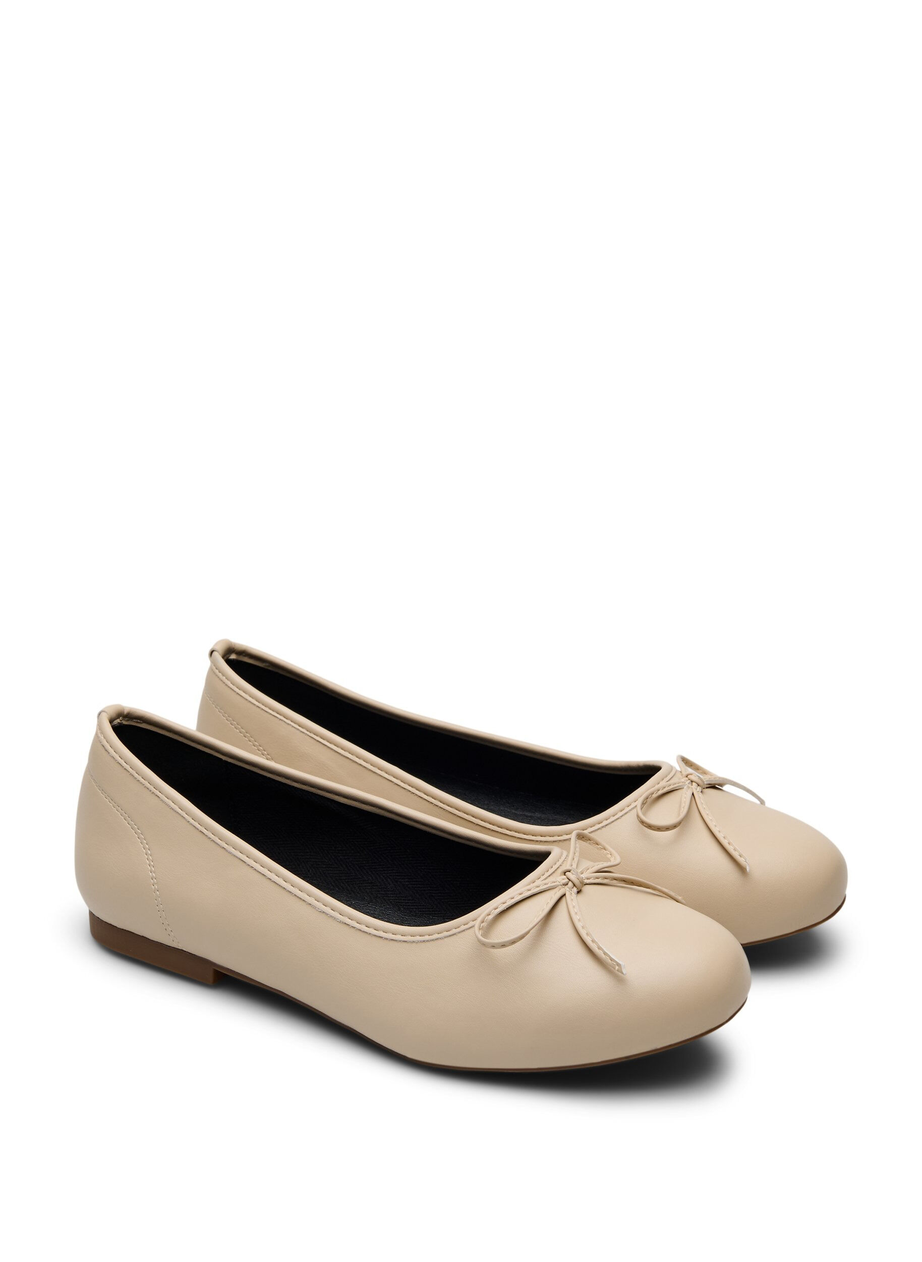 Zizzi Leve&auml;lestiset - Ballerinat rusetilla, Beige, Packshot image number 1