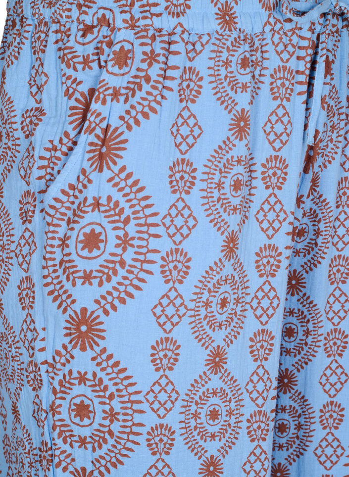 Rento housut kuvioidusta puuvillamusliinista, Sininen, Packshot image number 2