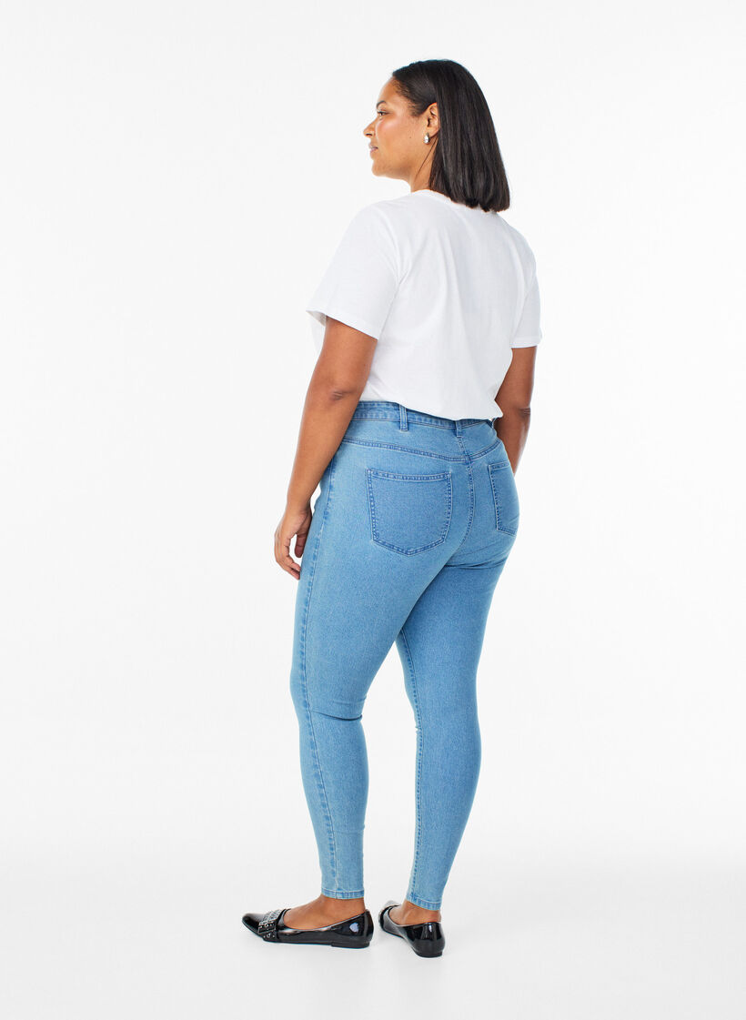 Amy korkea vy&ouml;t&auml;r&ouml;iset super slim fit -farkut, Sininen, Model image number 1