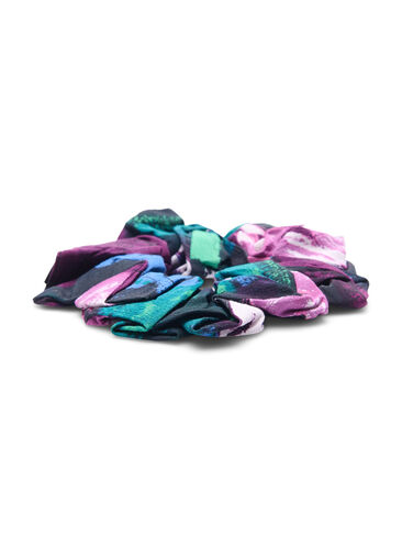 Kukallinen scrunchie, Black Flower AOP, Packshot image number 1