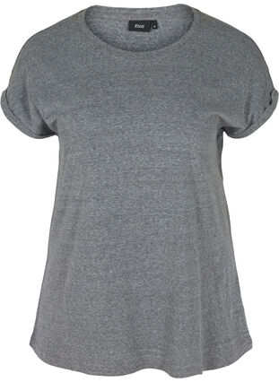 Meleerattu puuvillainen t-paita, Black Melange, Packshot image number 0