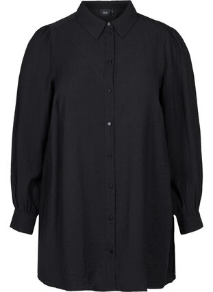 Pitkä yksivärinen paita viskoosisekoitteesta, Black, Packshot image number 0