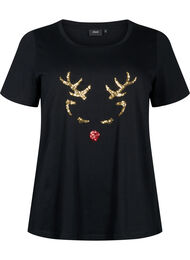 Jouluinen T-paita paljeteilla, Black W. Reindeer, Packshot