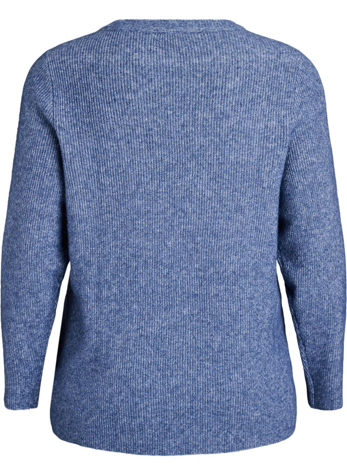 Melange-neulepusero py&ouml;re&auml;ll&auml; p&auml;&auml;ntiell&auml;, Sininen, Packshot image number 1