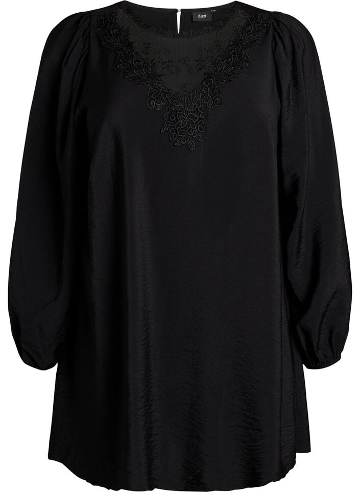 Viskoositunika pitsiyksityiskohdalla, Musta, Packshot image number 0