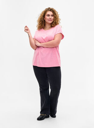 Meleerattu t-paita lyhyillä hihoilla, Strawberry Pink Mel., Model image number 2