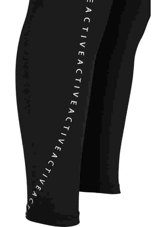 Kropatut treenitrikoot tekstiprintillä, Black, Packshot image number 3