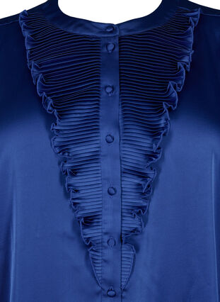 Satiininen paitapusero röyhelöyksityiskohdilla, Deep Ultramarine, Packshot image number 2