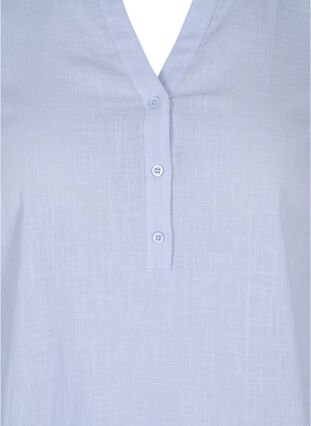 Puuvillainen paitapusero v-aukolla, Icelandic Blue, Packshot image number 2