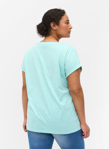Meleerattu t-paita puuvillasta, Aqua Splash Melange, Model image number 1