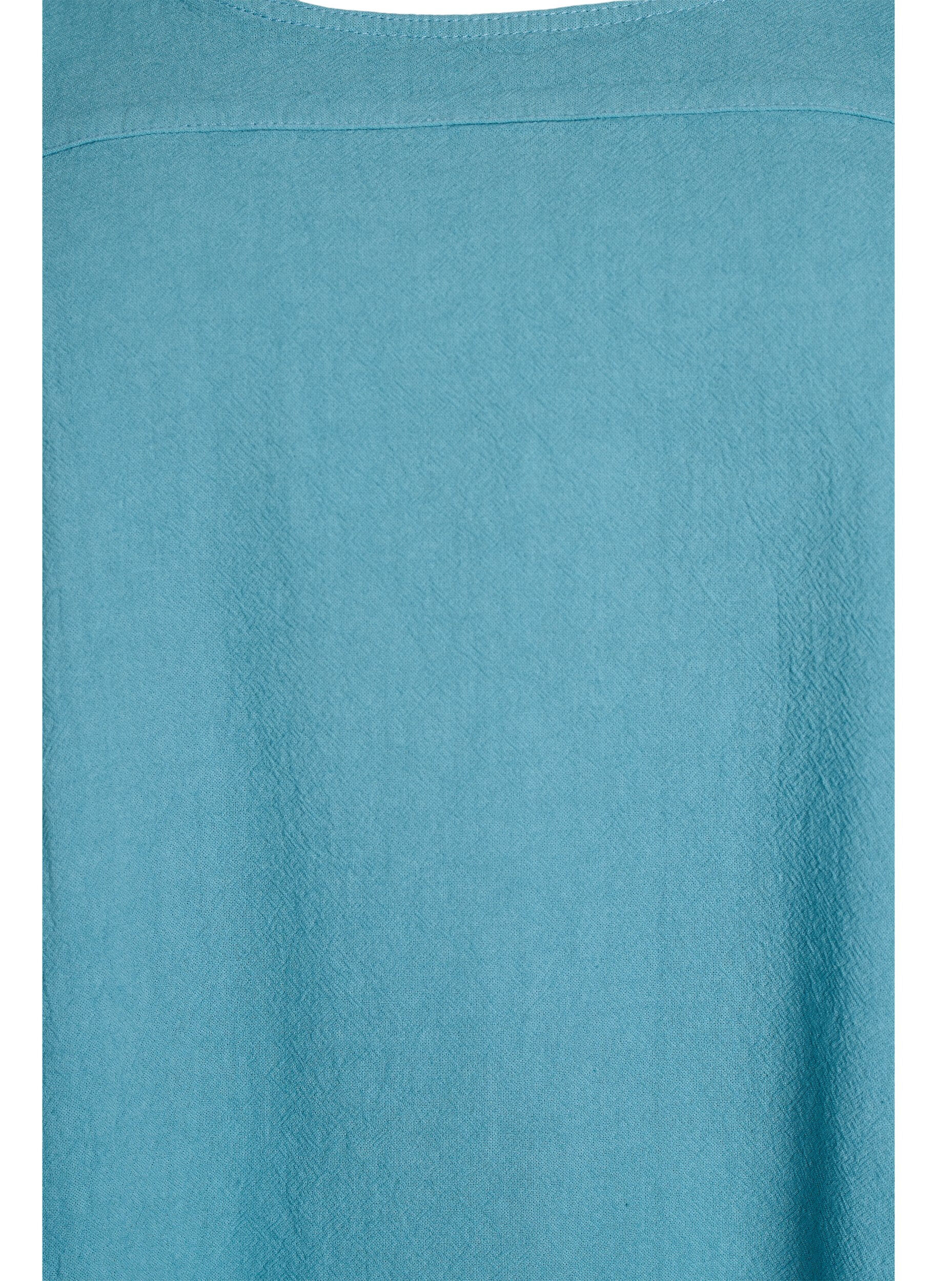 Zizzi Lyhythihainen puuvillamekko, Sininen, Packshot image number 2