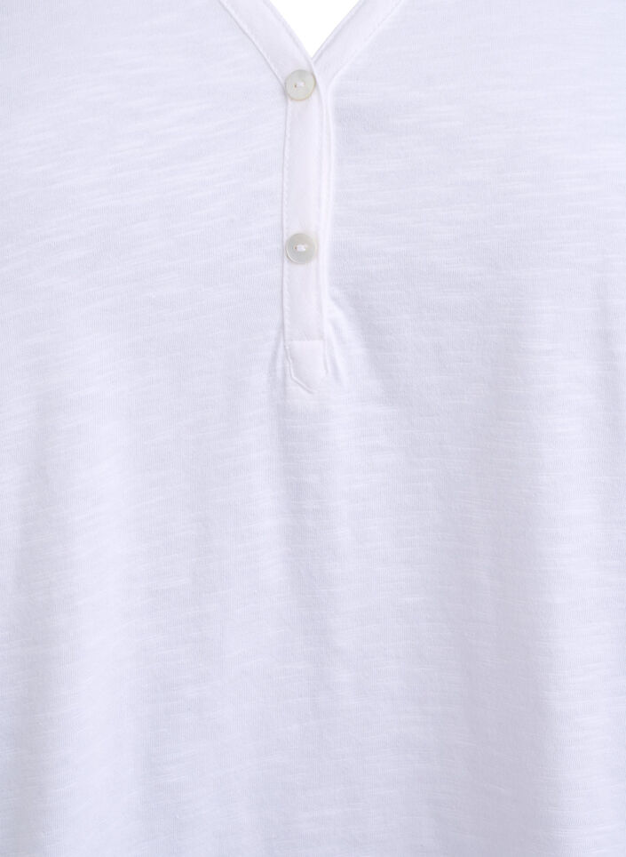 T-paita nappiyksityiskohdalla, Valkoinen, Packshot image number 2