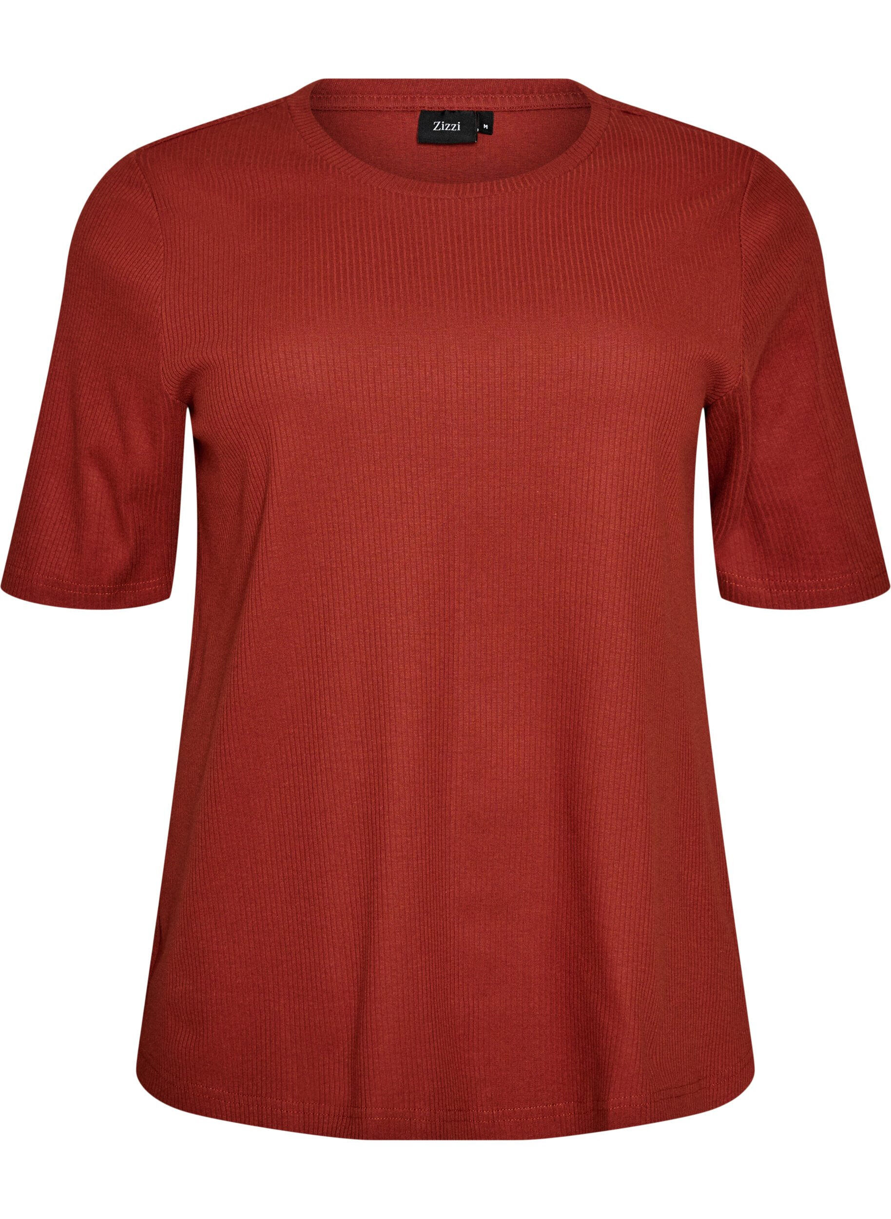 ZizziRibattu jerseypusero, jossa on lyhyet hihat, Punainen, Packshot image number 0