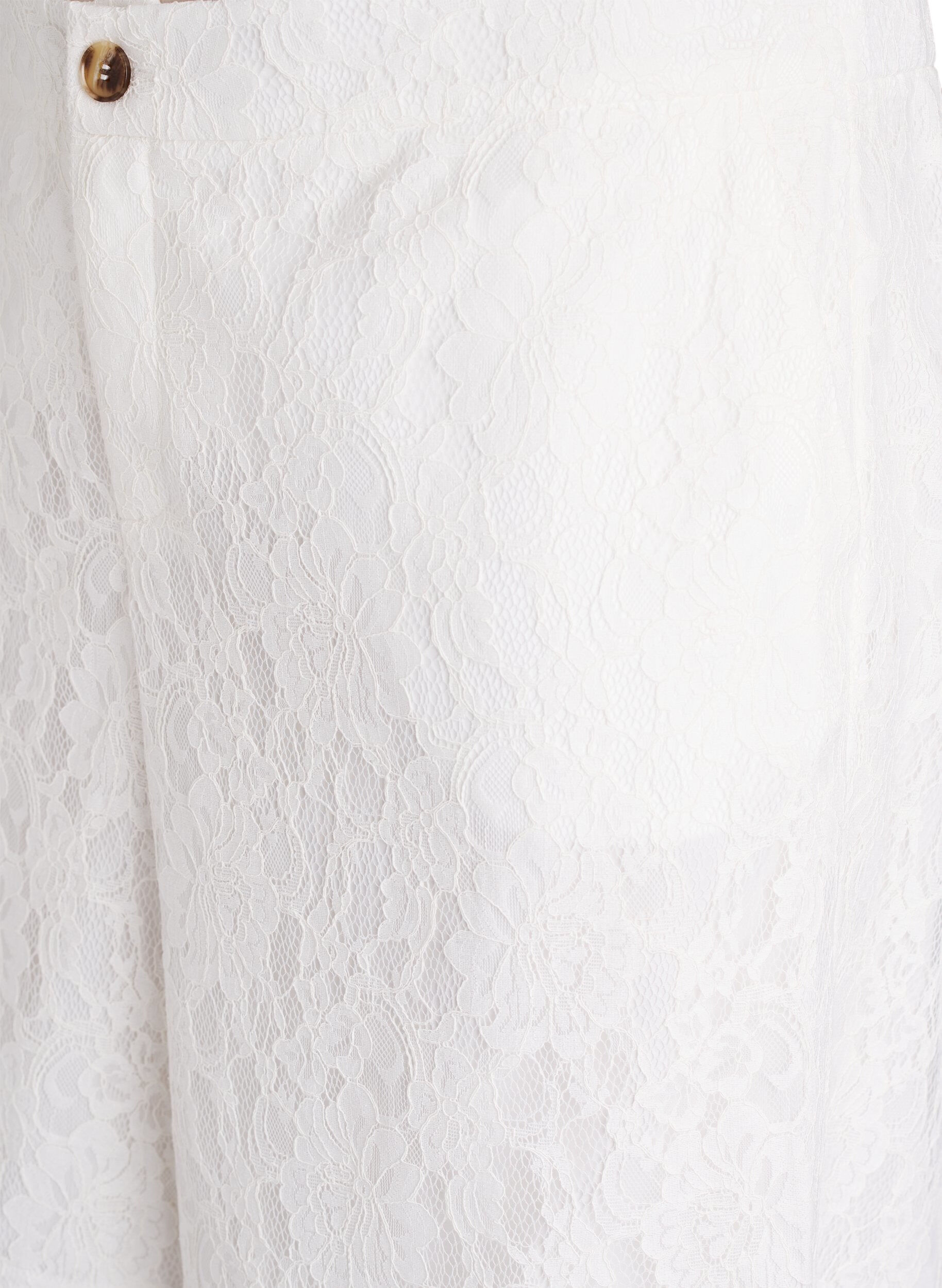 Zizzi Korkeavy&ouml;t&auml;r&ouml;iset pitsi-bermudashortsit, Vanilja, Packshot image number 2